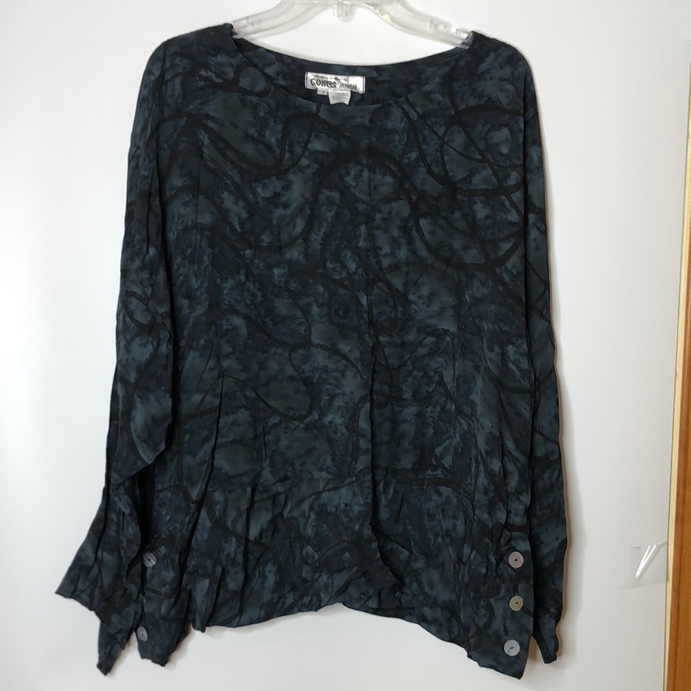 Colors Artwear Women's Blue Long Sleeves Top Blouse 2X PLUS SIZE
